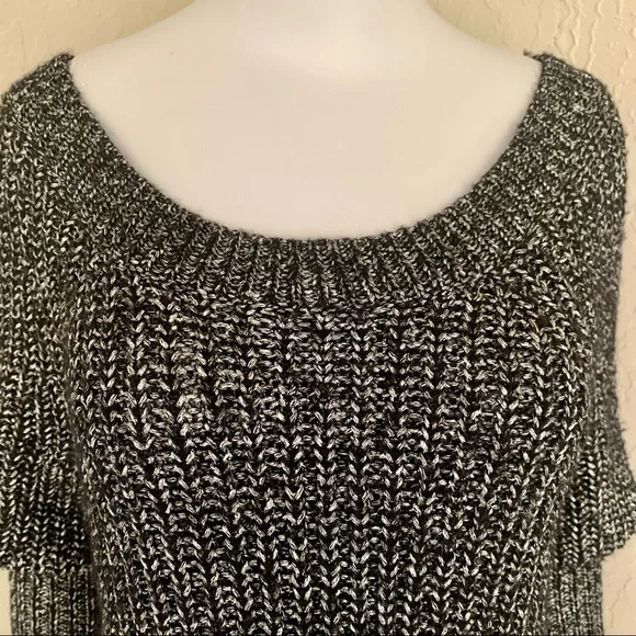 ALICE + OLIVIA Scoop Neck Sweater Black & Silver Metallic Alpaca Wool Knit M - Picture 4 of 15